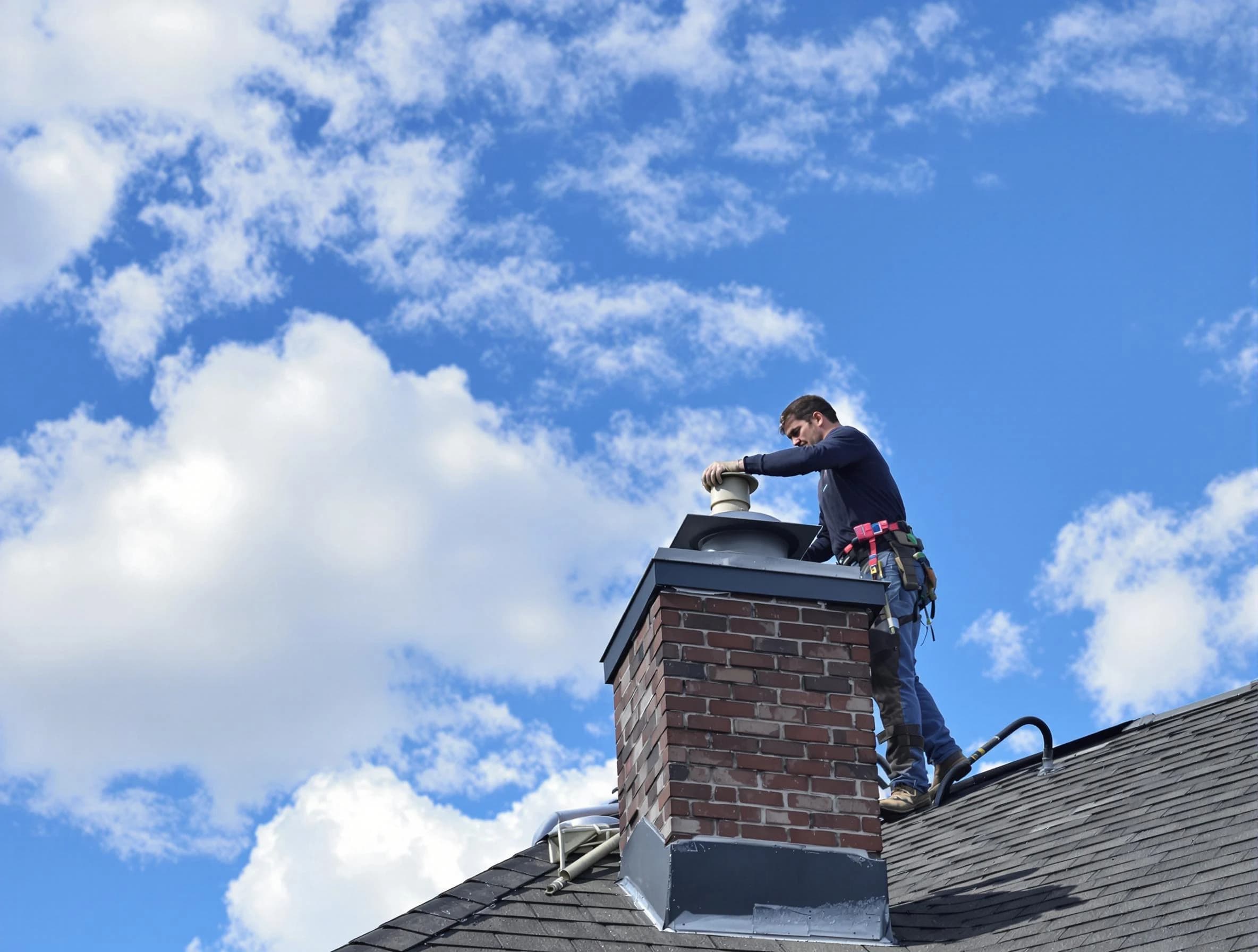 Ogden Chimney Sweep installing a sturdy chimney cap in Ogden, UT