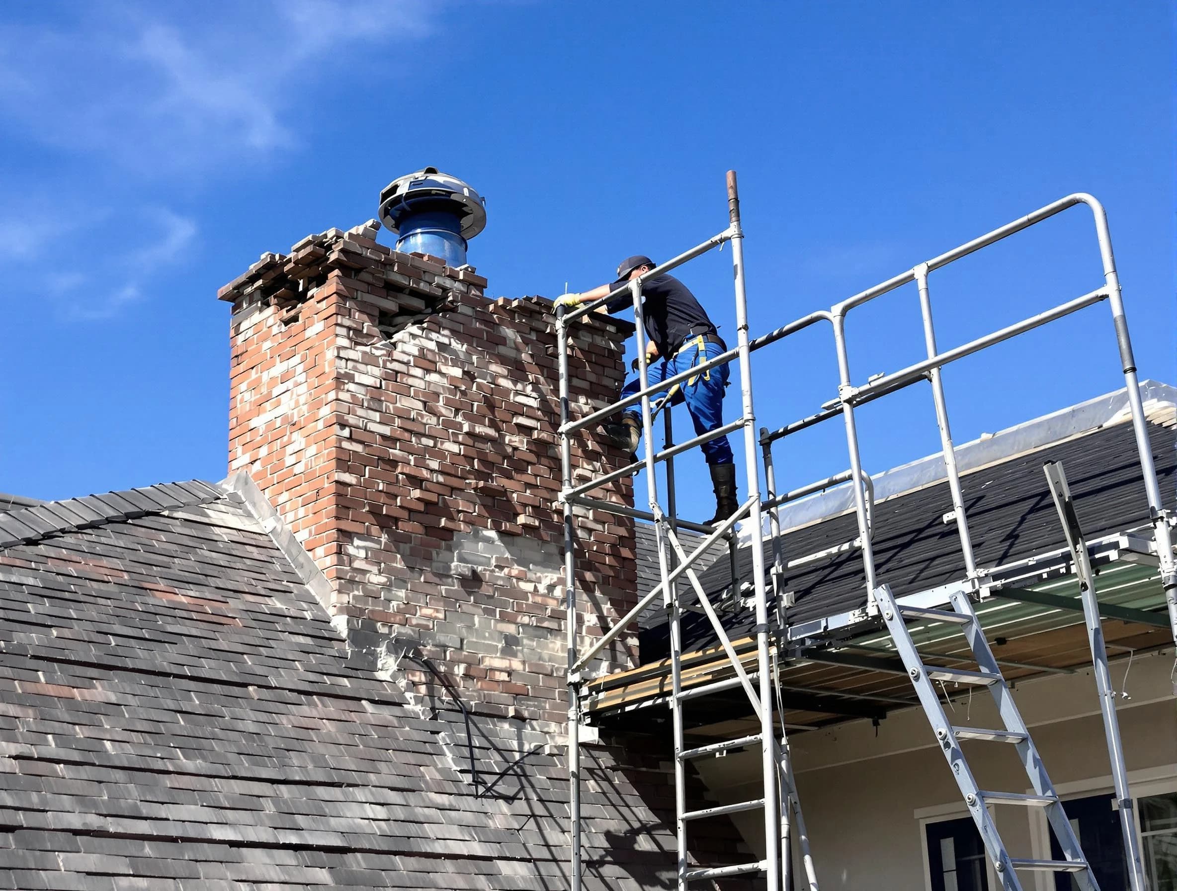 Rebuilding a chimney structure by Ogden Chimney Sweep in Ogden, UT