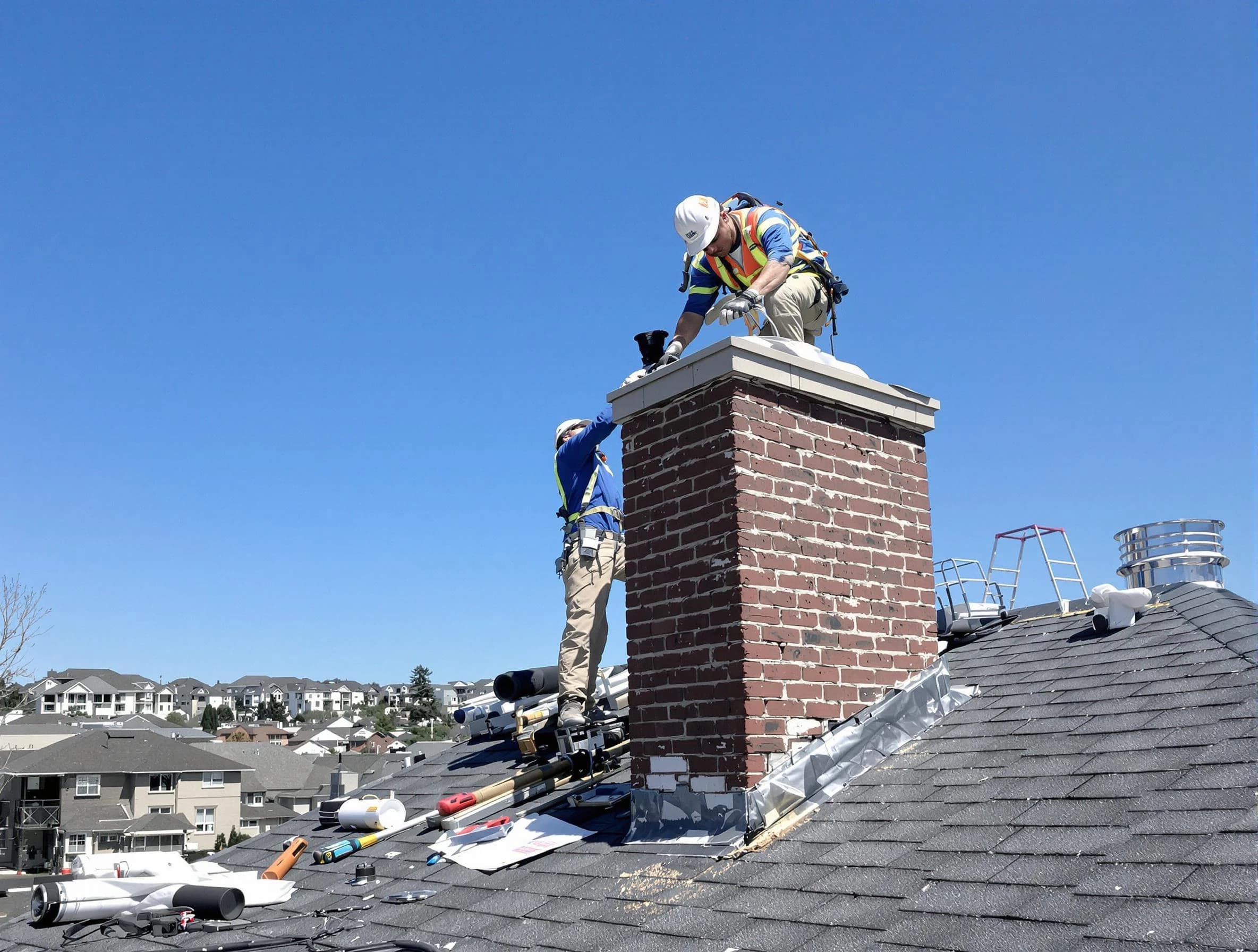 Ogden Chimney Sweep repairing a chimney crown in Ogden, UT
