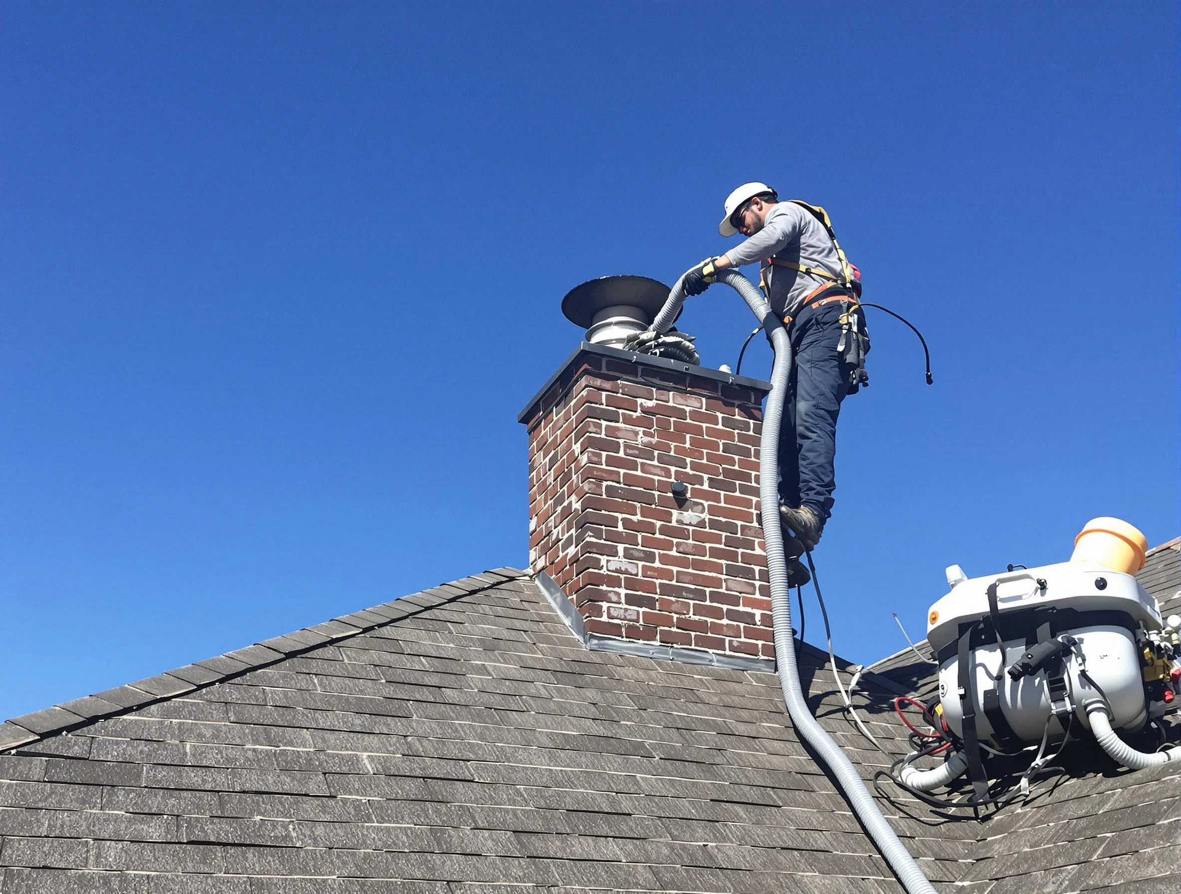 Dedicated Ogden Chimney Sweep team member cleaning a chimney in Ogden, UT