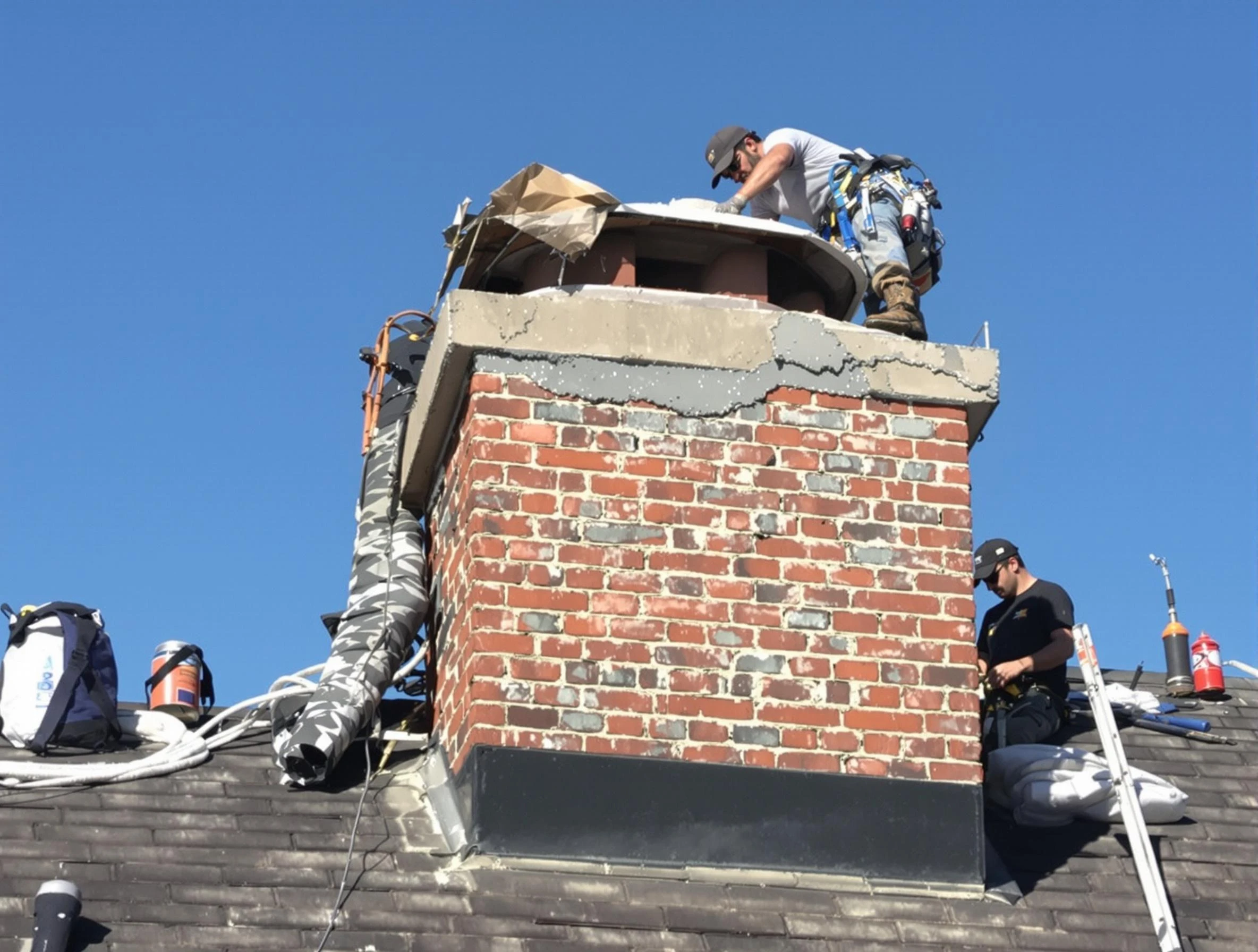 Ogden Chimney Sweep installing a custom chimney crown in Ogden, UT