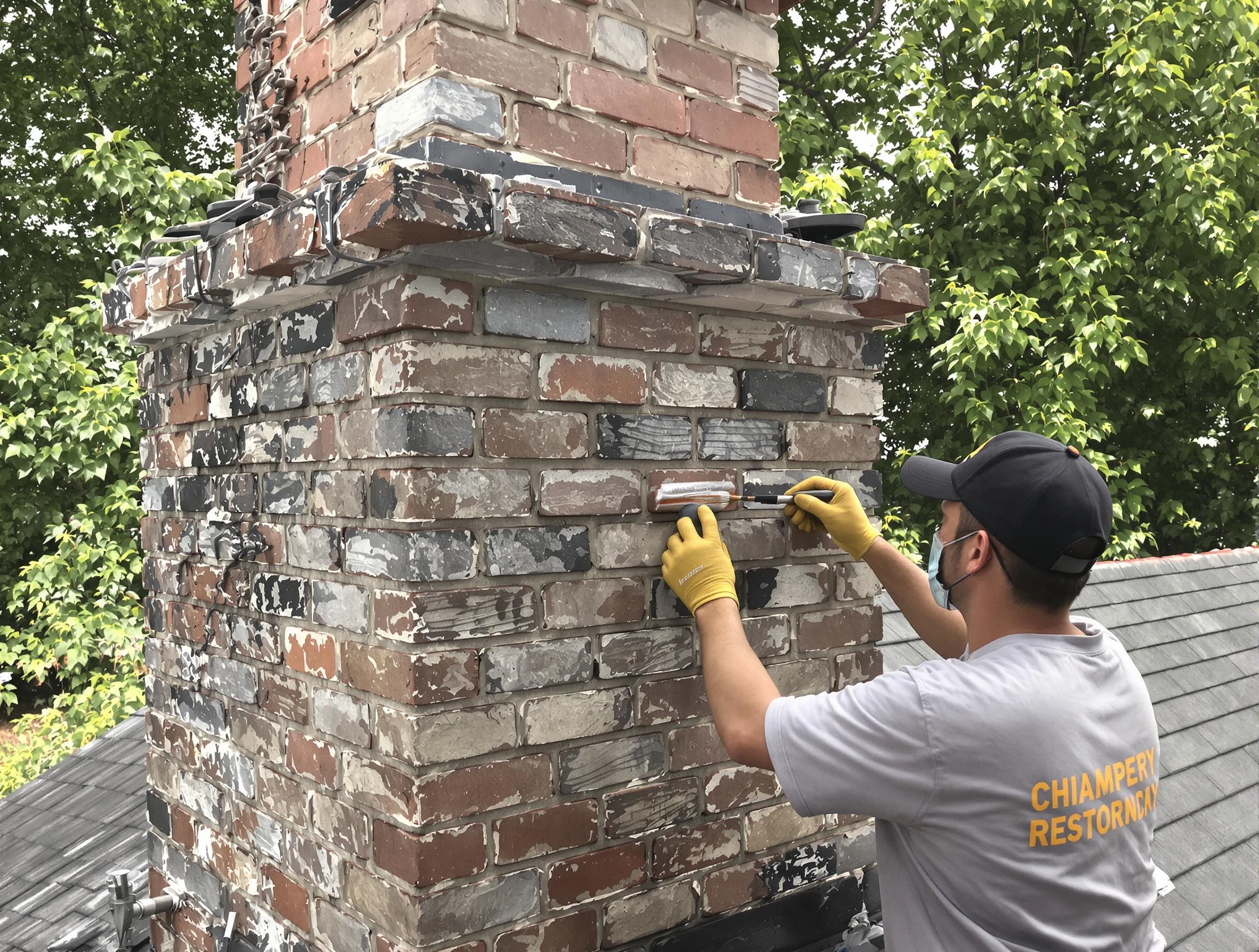 In-progress chimney restoration by Ogden Chimney Sweep in Ogden, UT